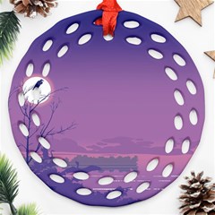 Abstract Tropical Birds Purple Sunset  Round Filigree Ornament (2side)