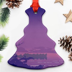 Abstract Tropical Birds Purple Sunset  Christmas Tree Ornament (2 Sides) by WaltCurleeArt