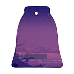 Abstract Tropical Birds Purple Sunset  Bell Ornament (2 Sides) by WaltCurleeArt