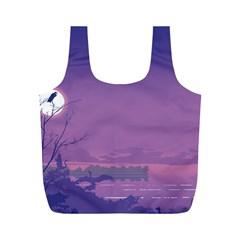 Abstract Tropical Birds Purple Sunset  Full Print Recycle Bags (m)  by WaltCurleeArt