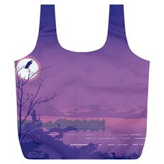 Abstract Tropical Birds Purple Sunset  Full Print Recycle Bags (l)  by WaltCurleeArt