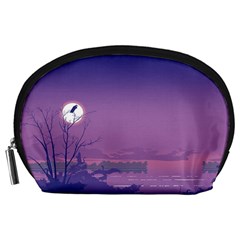 Abstract Tropical Birds Purple Sunset  Accessory Pouches (large)  by WaltCurleeArt