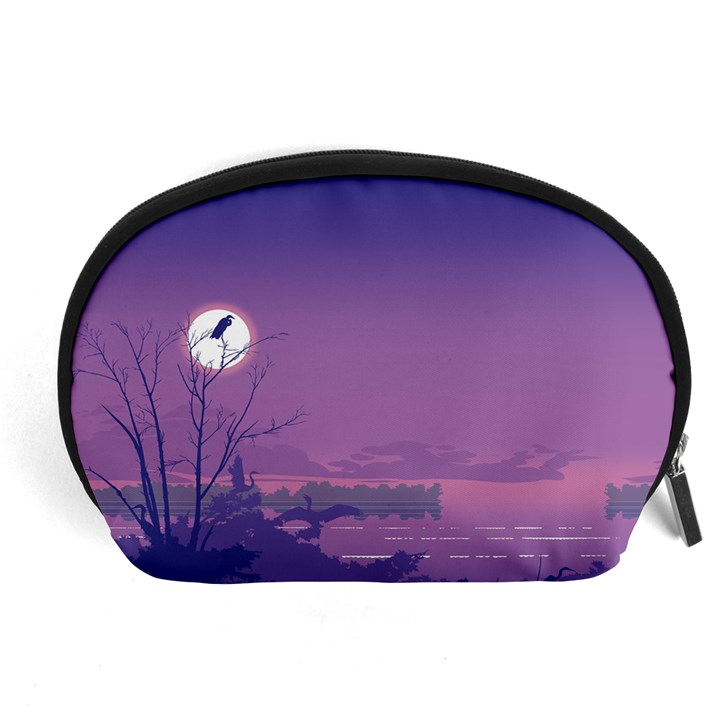 Abstract Tropical Birds Purple Sunset  Accessory Pouches (Large) 