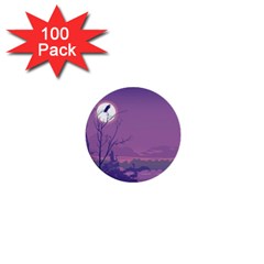 Abstract Tropical Birds Purple Sunset 1  Mini Buttons (100 Pack)  by WaltCurleeArt