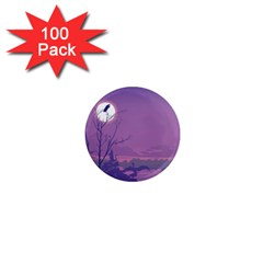 Abstract Tropical Birds Purple Sunset 1  Mini Magnets (100 Pack) 