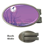 Abstract Tropical Birds Purple Sunset Money Clips (Oval)  Front