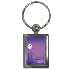 Abstract Tropical Birds Purple Sunset Key Chains (rectangle)  by WaltCurleeArt