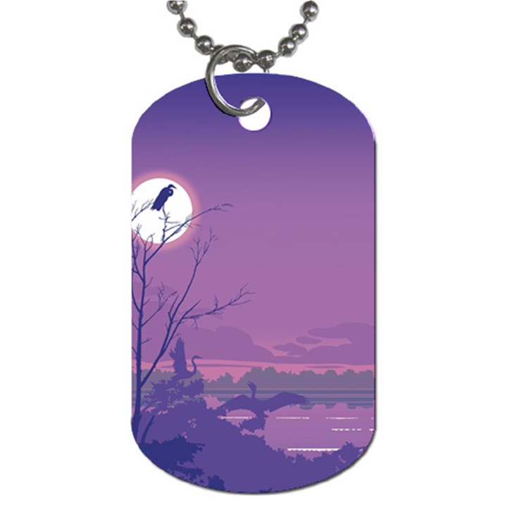 Abstract Tropical Birds Purple Sunset Dog Tag (One Side)