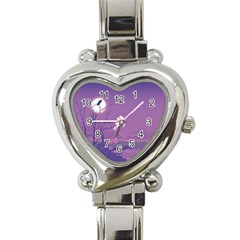 Abstract Tropical Birds Purple Sunset Heart Italian Charm Watch by WaltCurleeArt