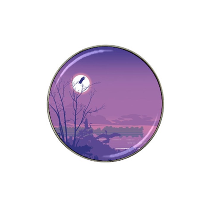 Abstract Tropical Birds Purple Sunset Hat Clip Ball Marker