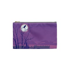 Abstract Tropical Birds Purple Sunset Cosmetic Bag (small)  by WaltCurleeArt