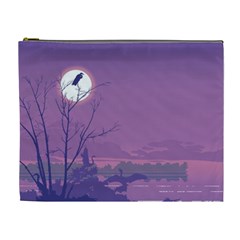 Abstract Tropical Birds Purple Sunset Cosmetic Bag (xl)