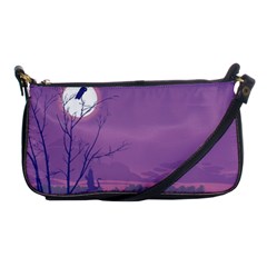 Abstract Tropical Birds Purple Sunset Shoulder Clutch Bags by WaltCurleeArt