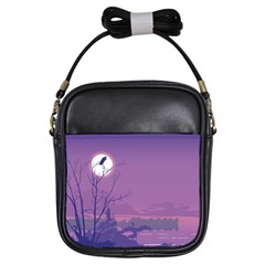 Abstract Tropical Birds Purple Sunset Girls Sling Bags by WaltCurleeArt