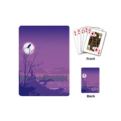 Abstract Tropical Birds Purple Sunset Playing Cards (mini)  by WaltCurleeArt