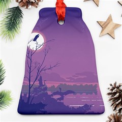 Abstract Tropical Birds Purple Sunset Bell Ornament (2 Sides) by WaltCurleeArt