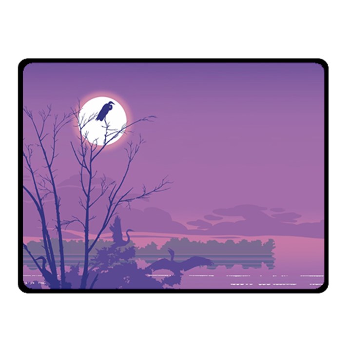 Abstract Tropical Birds Purple Sunset Double Sided Fleece Blanket (Small) 