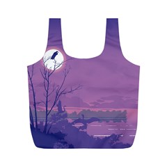 Abstract Tropical Birds Purple Sunset Full Print Recycle Bags (m)  by WaltCurleeArt