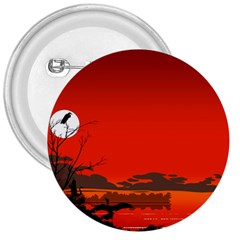 Tropical Birds Orange Sunset Landscape 3  Buttons by WaltCurleeArt