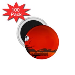 Tropical Birds Orange Sunset Landscape 1 75  Magnets (100 Pack) 