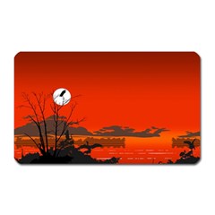 Tropical Birds Orange Sunset Landscape Magnet (rectangular) by WaltCurleeArt