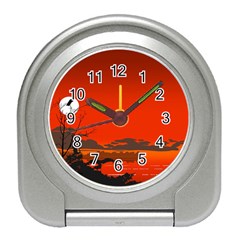 Tropical Birds Orange Sunset Landscape Travel Alarm Clocks by WaltCurleeArt