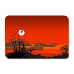 Tropical Birds Orange Sunset Landscape Plate Mats by WaltCurleeArt