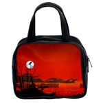 Tropical Birds Orange Sunset Landscape Classic Handbags (2 Sides) Front