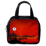 Tropical Birds Orange Sunset Landscape Classic Handbags (2 Sides) Back