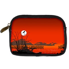 Tropical Birds Orange Sunset Landscape Digital Camera Cases by WaltCurleeArt