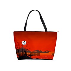 Tropical Birds Orange Sunset Landscape Shoulder Handbags by WaltCurleeArt