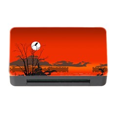 Tropical Birds Orange Sunset Landscape Memory Card Reader With Cf by WaltCurleeArt