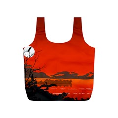 Tropical Birds Orange Sunset Landscape Full Print Recycle Bags (s) 