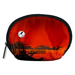 Tropical Birds Orange Sunset Landscape Accessory Pouches (medium) 