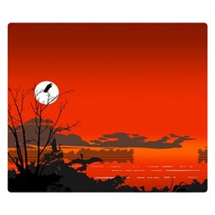 Tropical Birds Orange Sunset Landscape Double Sided Flano Blanket (small)  by WaltCurleeArt