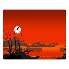 Tropical Birds Orange Sunset Landscape Double Sided Flano Blanket (large) 