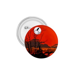 Tropical Birds Orange Sunset Landscape 1 75  Buttons