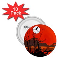 Tropical Birds Orange Sunset Landscape 1 75  Buttons (10 Pack) by WaltCurleeArt