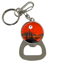 Tropical Birds Orange Sunset Landscape Bottle Opener Key Chains