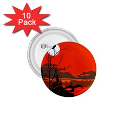 Tropical Birds Orange Sunset Landscape 1 75  Buttons (10 Pack) by WaltCurleeArt