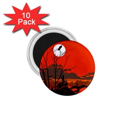 Tropical Birds Orange Sunset Landscape 1 75  Magnets (10 Pack) 