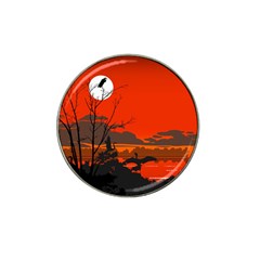 Tropical Birds Orange Sunset Landscape Hat Clip Ball Marker (10 Pack) by WaltCurleeArt