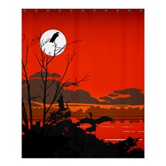 Tropical Birds Orange Sunset Landscape Shower Curtain 60  X 72  (medium)  by WaltCurleeArt