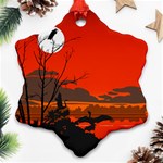 Tropical Birds Orange Sunset Landscape Ornament (Snowflake)  Front