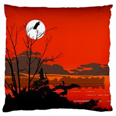 Tropical Birds Orange Sunset Landscape Standard Flano Cushion Case (one Side) by WaltCurleeArt