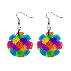 Flowes Collage Ornament Mini Button Earrings by dflcprints