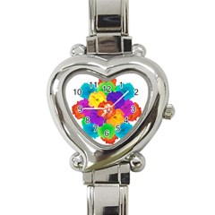 Flowes Collage Ornament Heart Italian Charm Watch by dflcprints