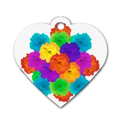 Flowes Collage Ornament Dog Tag Heart (two Sides) by dflcprints