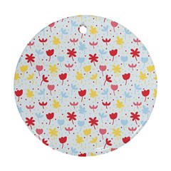 Seamless Colorful Flowers Pattern Ornament (round)  by TastefulDesigns