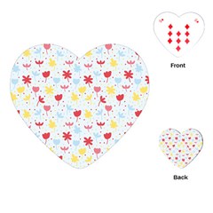 Seamless Colorful Flowers Pattern Playing Cards (heart) 